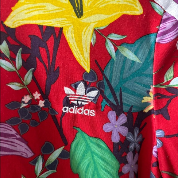 Adidas Red Floral Crop Top - Picture 3 of 5